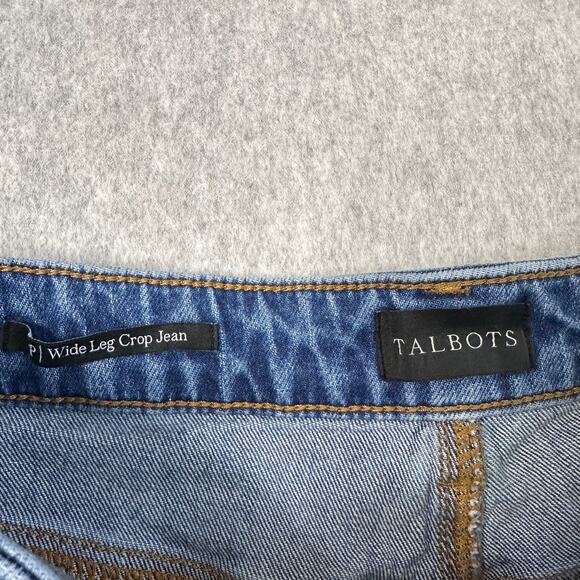 Talbots Ombre Jeans WMN 8 Wide Leg Cropped Gradient Denim Raw Hem Crop High Rise - Picture 4 of 10